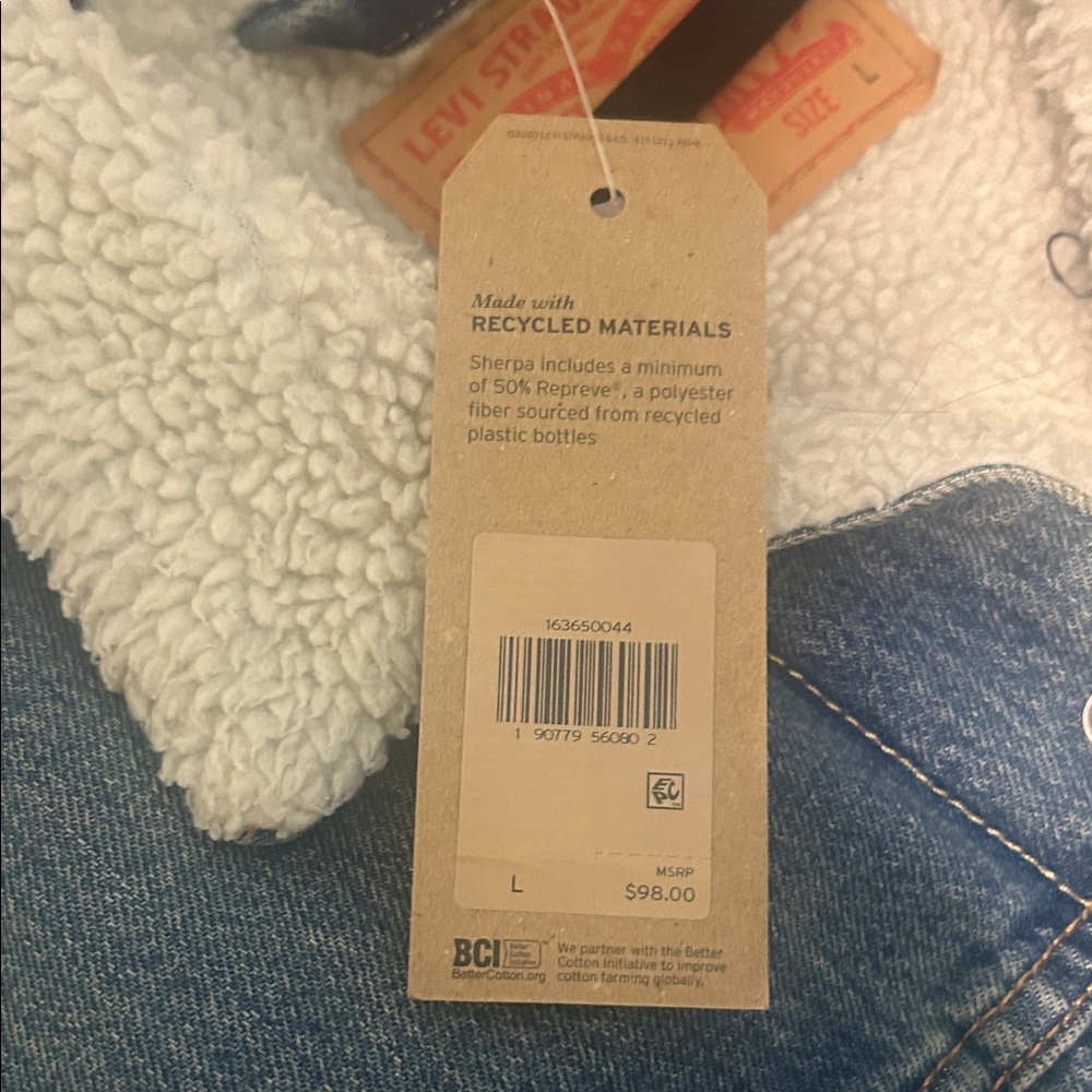 Levi's Classic Blue Denim Jacket with Sherpa Collar - Picture 2 of 5